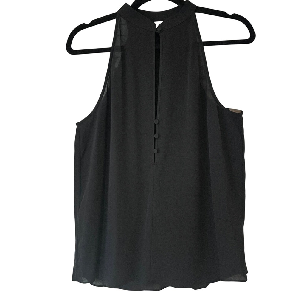 A.L.C. Keith Black Silk Halter Keyhole Button Blouse Size 4